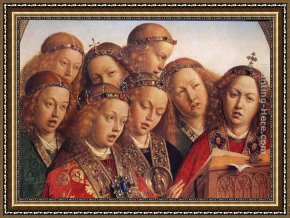 St Wolfgang Altarpiece Resurrection of Lazar Framed Paintings - The Ghent Altarpiece Singing Angels [detail] by Jan van Eyck